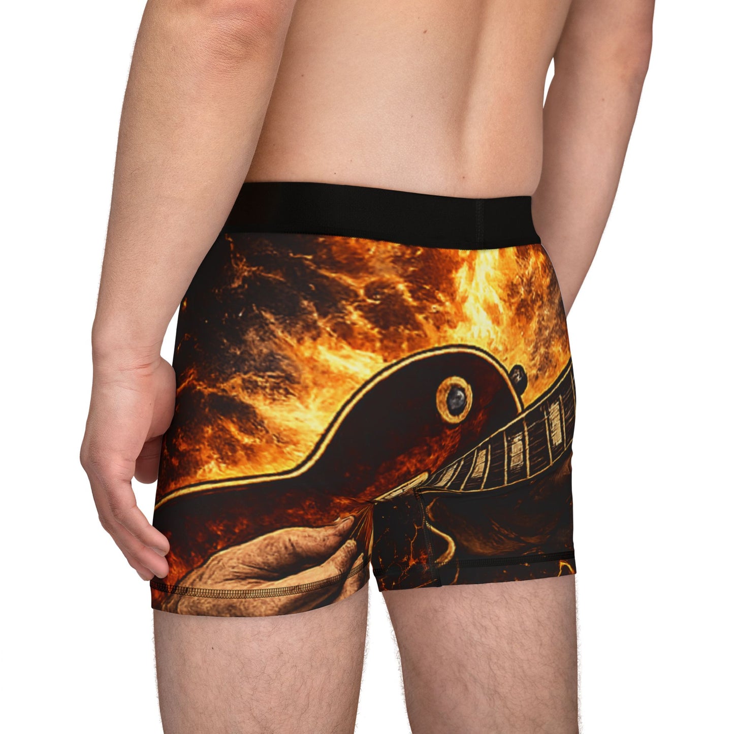 Strum My Guitar Men's Boxer Shorts — Fiery Electric Guitar All-Over Print