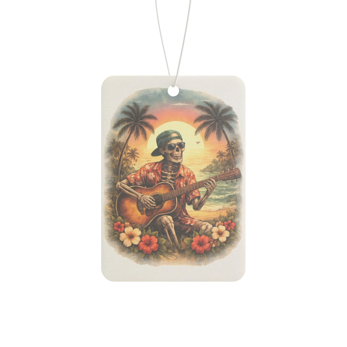 Car Air Freshener — Tropical Skeleton Guitar Beach Scented Air Freshener