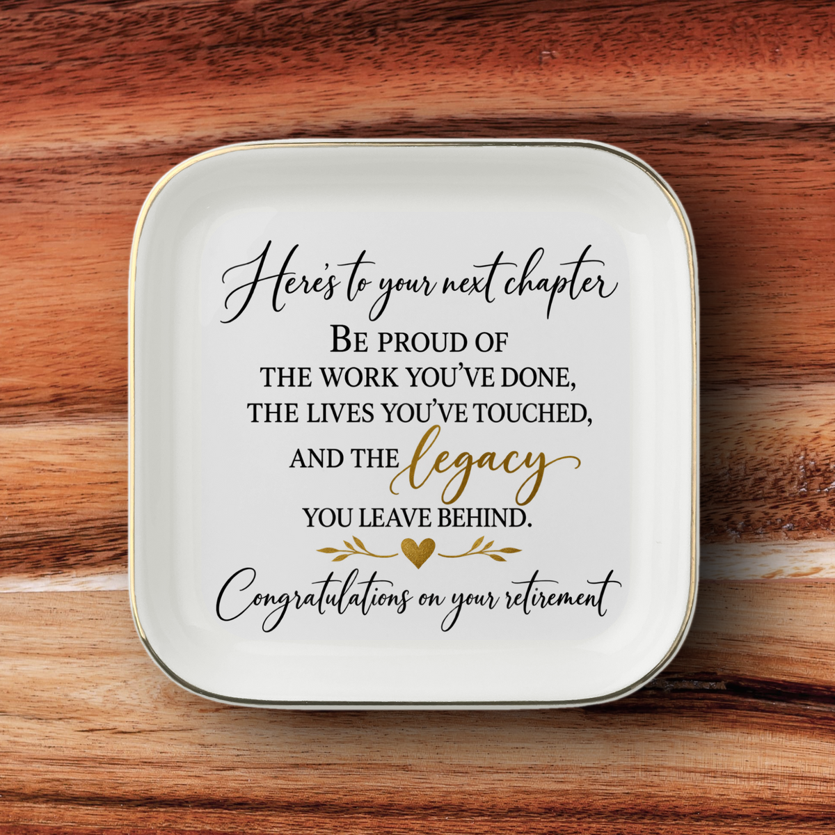 Retirement Jewelry Dish – Here’s to Your Next Chapter Keepsake Gift