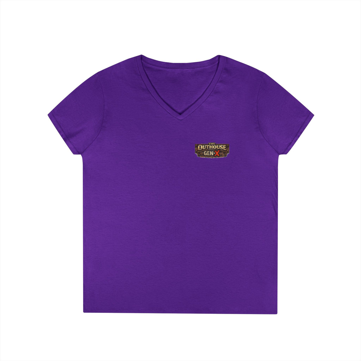 Outhouse Salute V-Neck Tee — Bold Back Graphic Ladies' T-Shirt