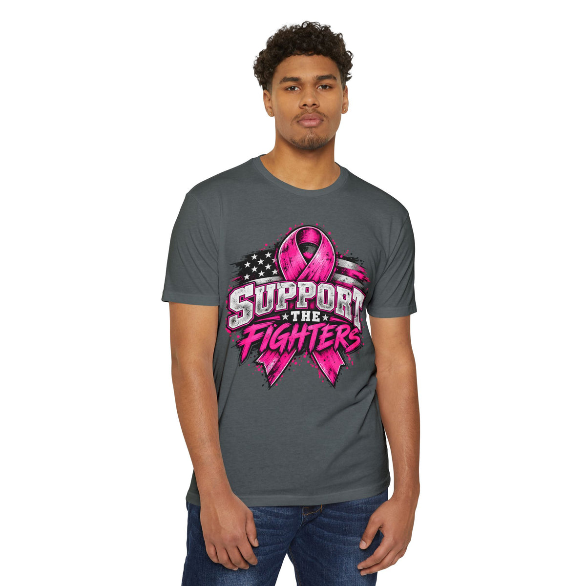 Support the Fighters Breast Cancer Awareness T-Shirt – Pink Ribbon Unisex Tee
