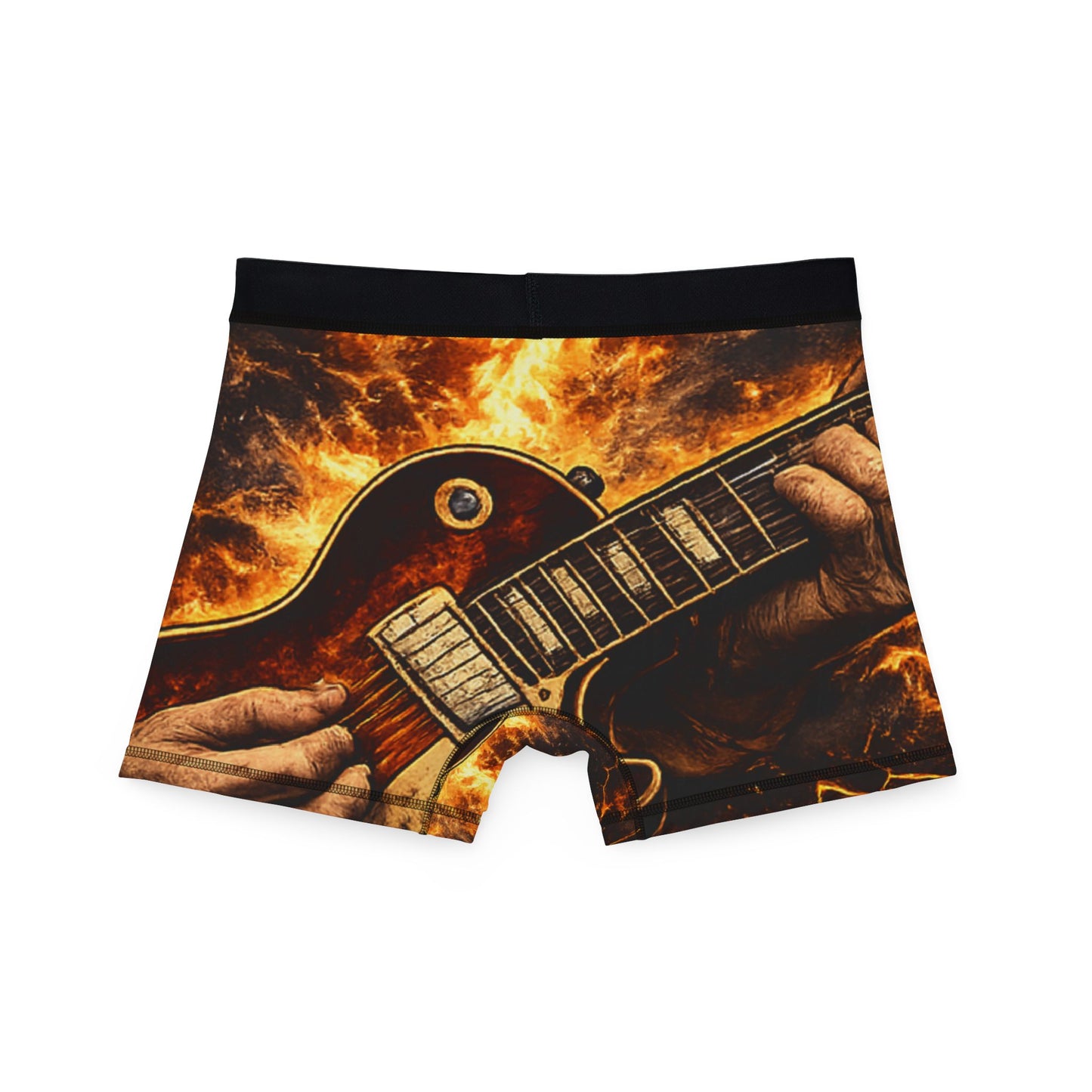 Strum My Guitar Men's Boxer Shorts — Fiery Electric Guitar All-Over Print
