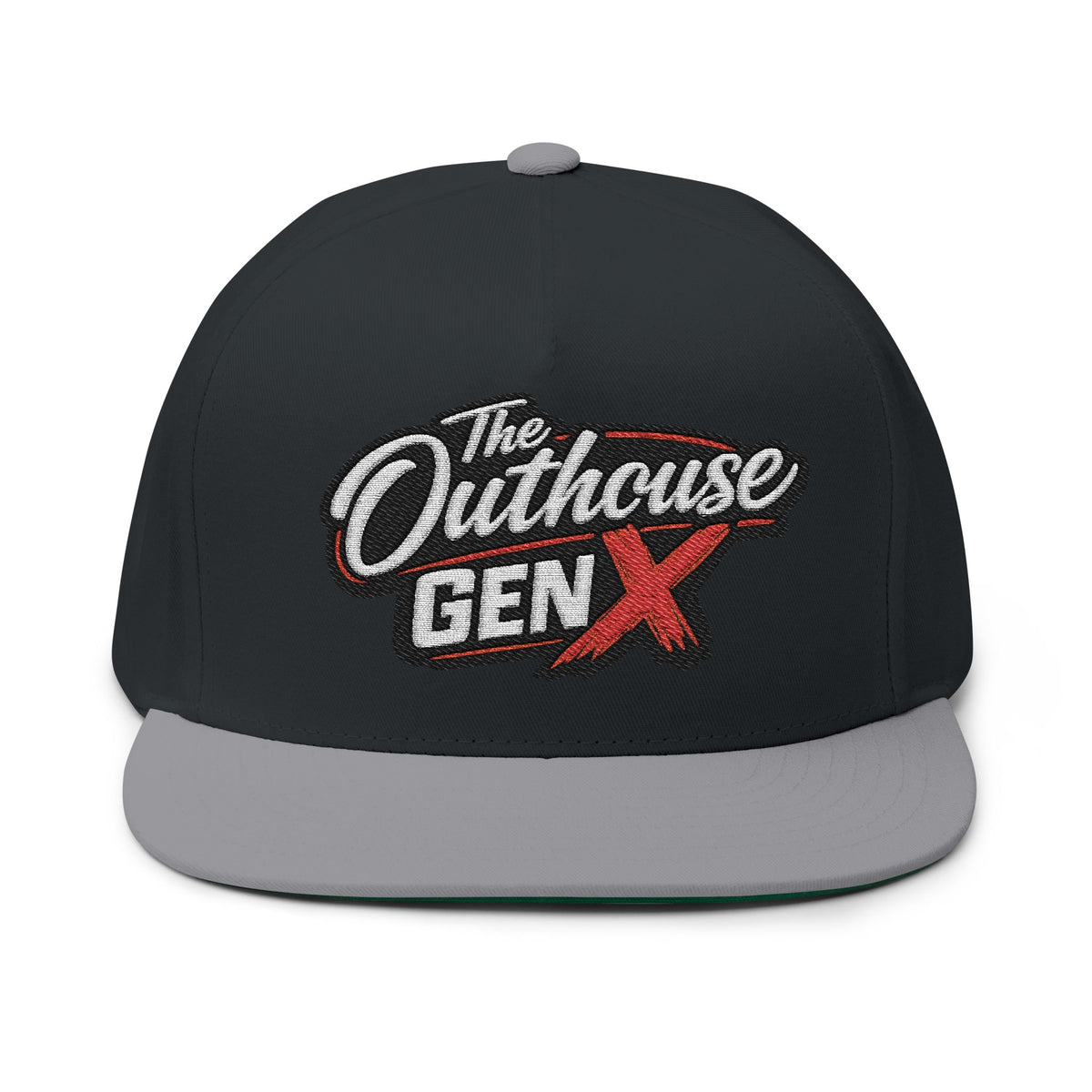 Flat Bill Cap — "The Outhouse Gen X" Embroidered Snapback