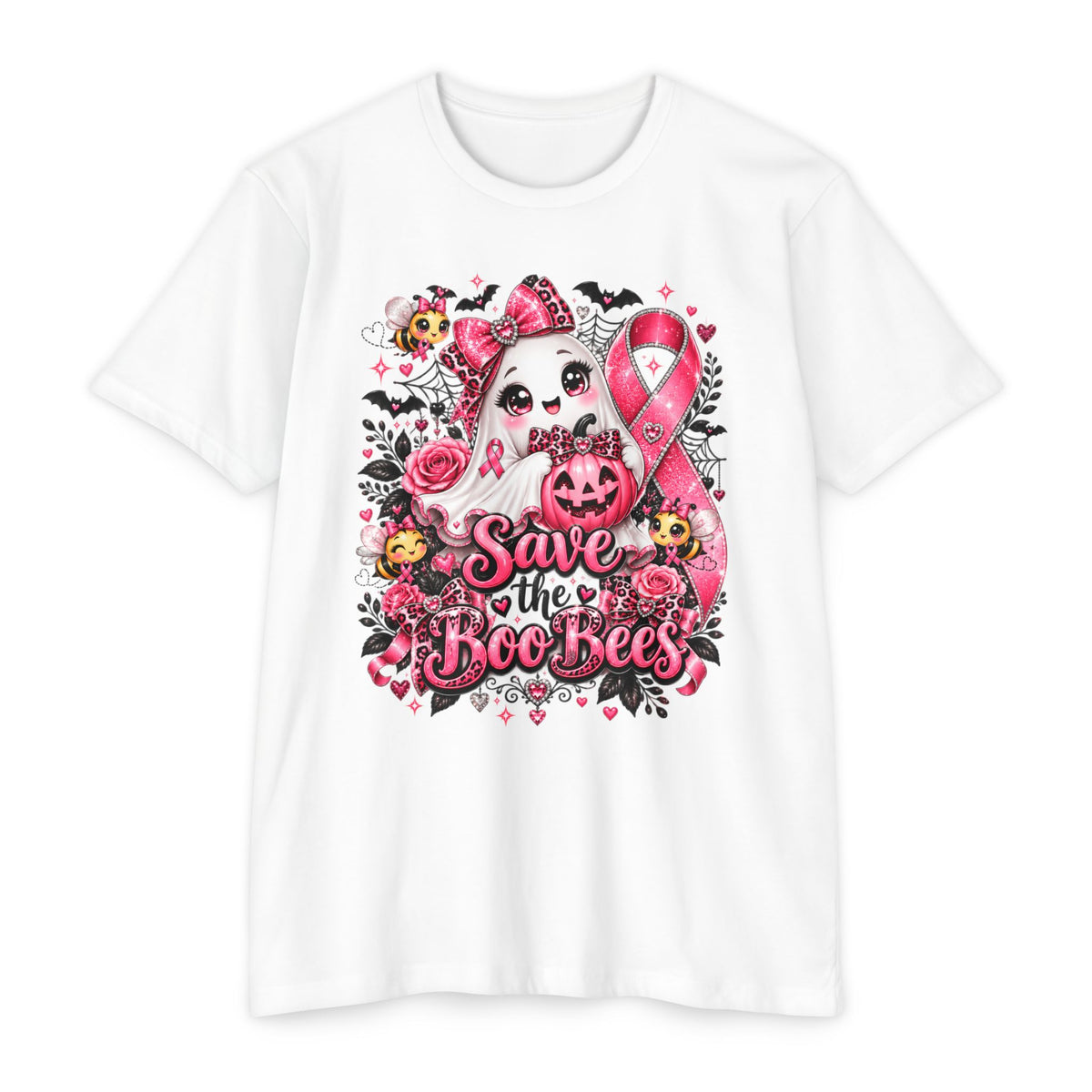 Save the Boo Bees T-Shirt – Pink Breast Cancer Awareness Halloween Ghost Tee