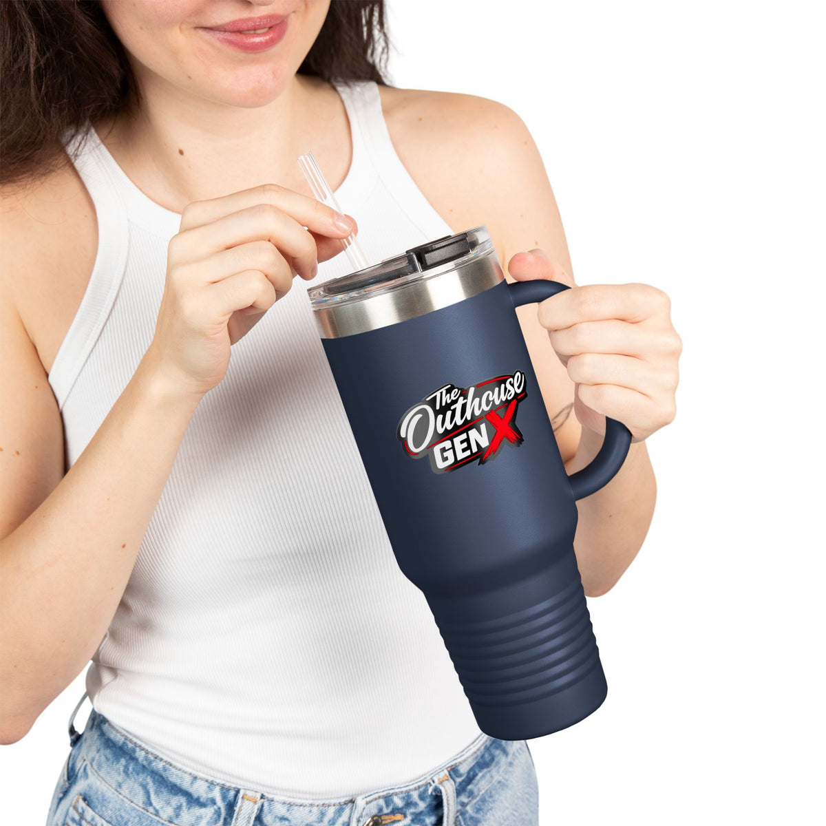 Outhouse Gen-X Insulated Tumbler — 40oz Travel Mug with Red X Logo