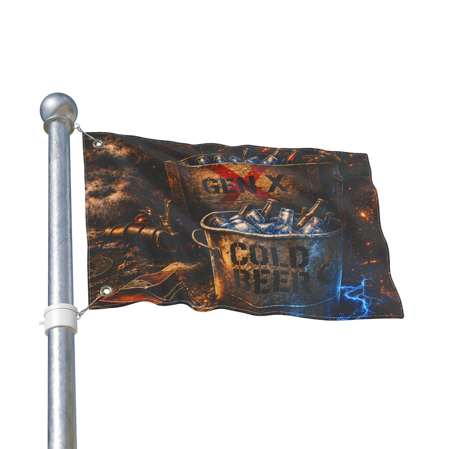 Gen X Cold Beer Flag | Double-Sided Man Cave Garage Bar Flag | Rustic Beer Decor | Gen X Gift