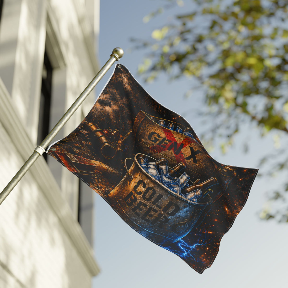 Gen X Cold Beer Flag | Double-Sided Man Cave Garage Bar Flag | Rustic Beer Decor | Gen X Gift