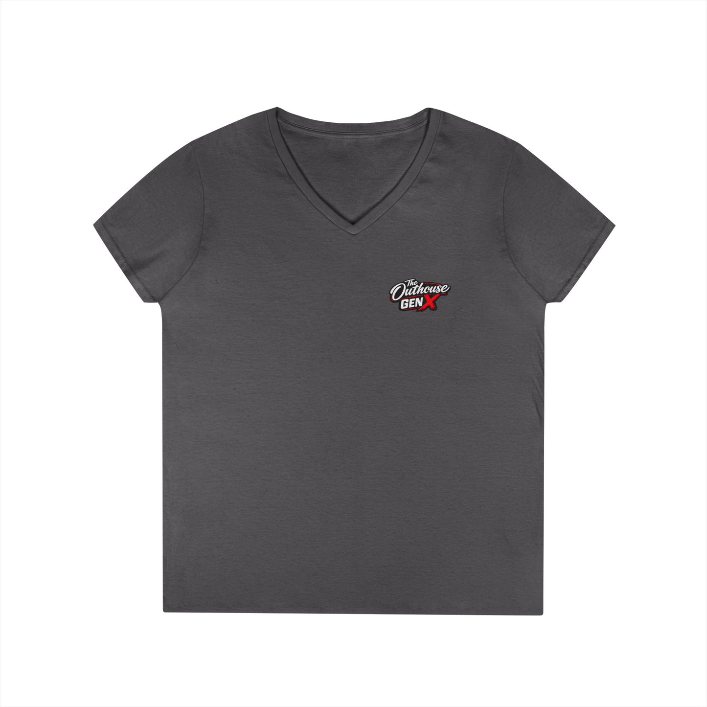 Gen X Raised Outside V‑Neck Tee — "Raised Outside" Retro Bike Graphic