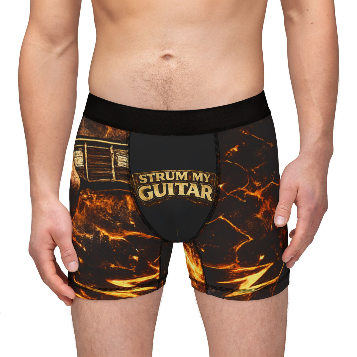 Strum My Guitar Men's Boxer Shorts — Fiery Electric Guitar All-Over Print