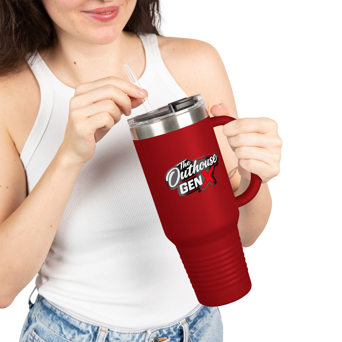 Outhouse Gen-X Insulated Tumbler — 40oz Travel Mug with Red X Logo