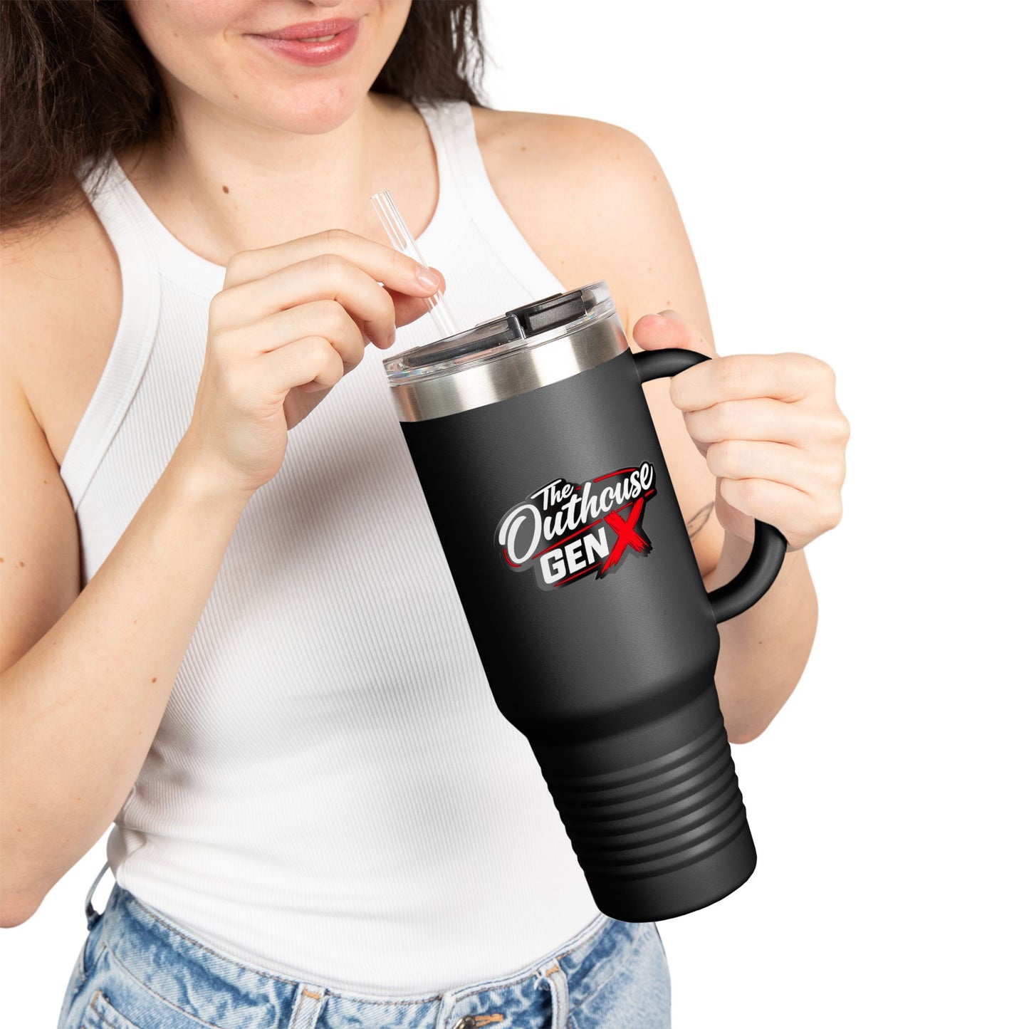 Outhouse Gen-X Insulated Tumbler — 40oz Travel Mug with Red X Logo