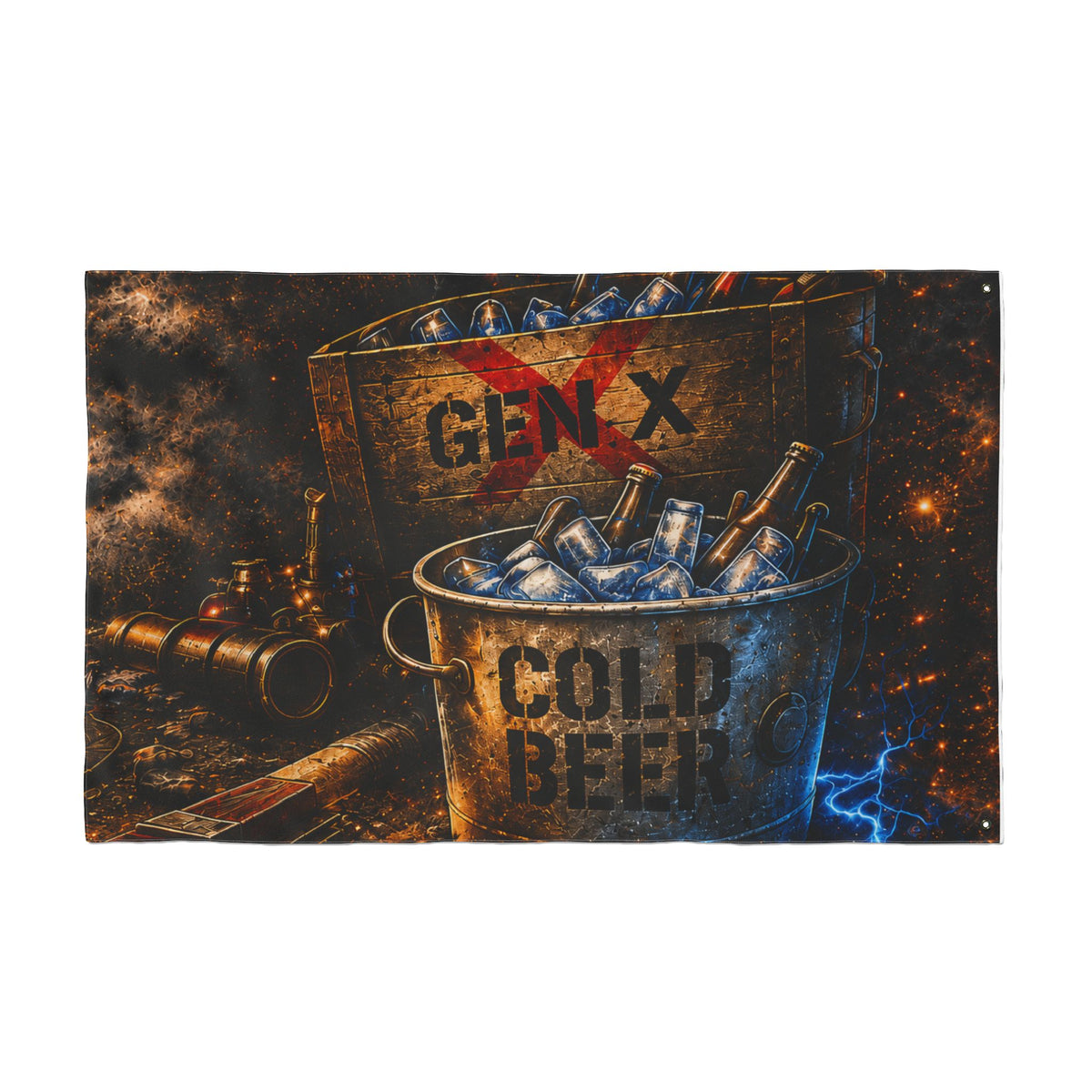 Gen X Cold Beer Flag | Double-Sided Man Cave Garage Bar Flag | Rustic Beer Decor | Gen X Gift