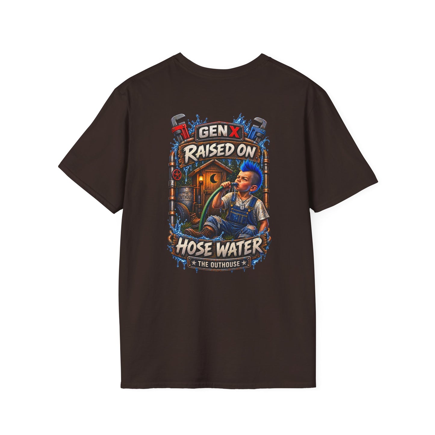 Gen X Hose Water T-Shirt — "Raised on Hose Water" Retro Firehouse Tee
