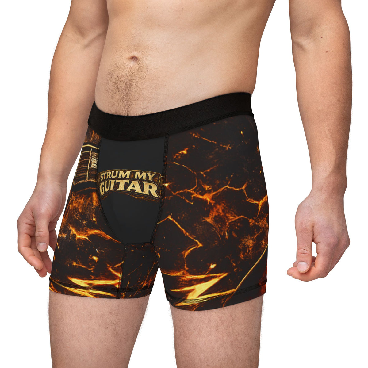 Strum My Guitar Men's Boxer Shorts — Fiery Electric Guitar All-Over Print