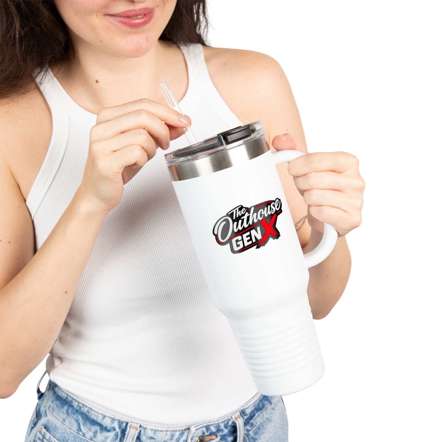 Outhouse Gen-X Insulated Tumbler — 40oz Travel Mug with Red X Logo