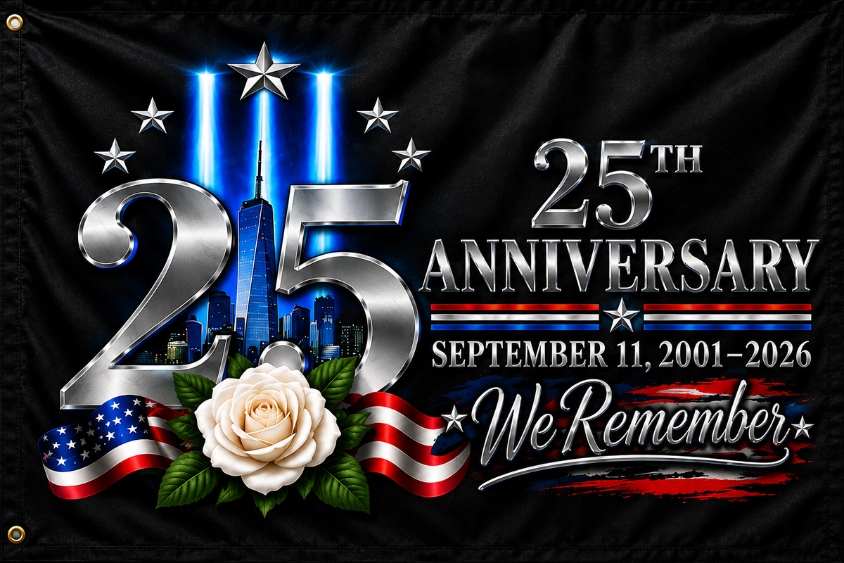 September 11 25th Anniversary Memorial Flag | We Remember 9/11 | Double-Sided Patriotic Flag 2001–2026