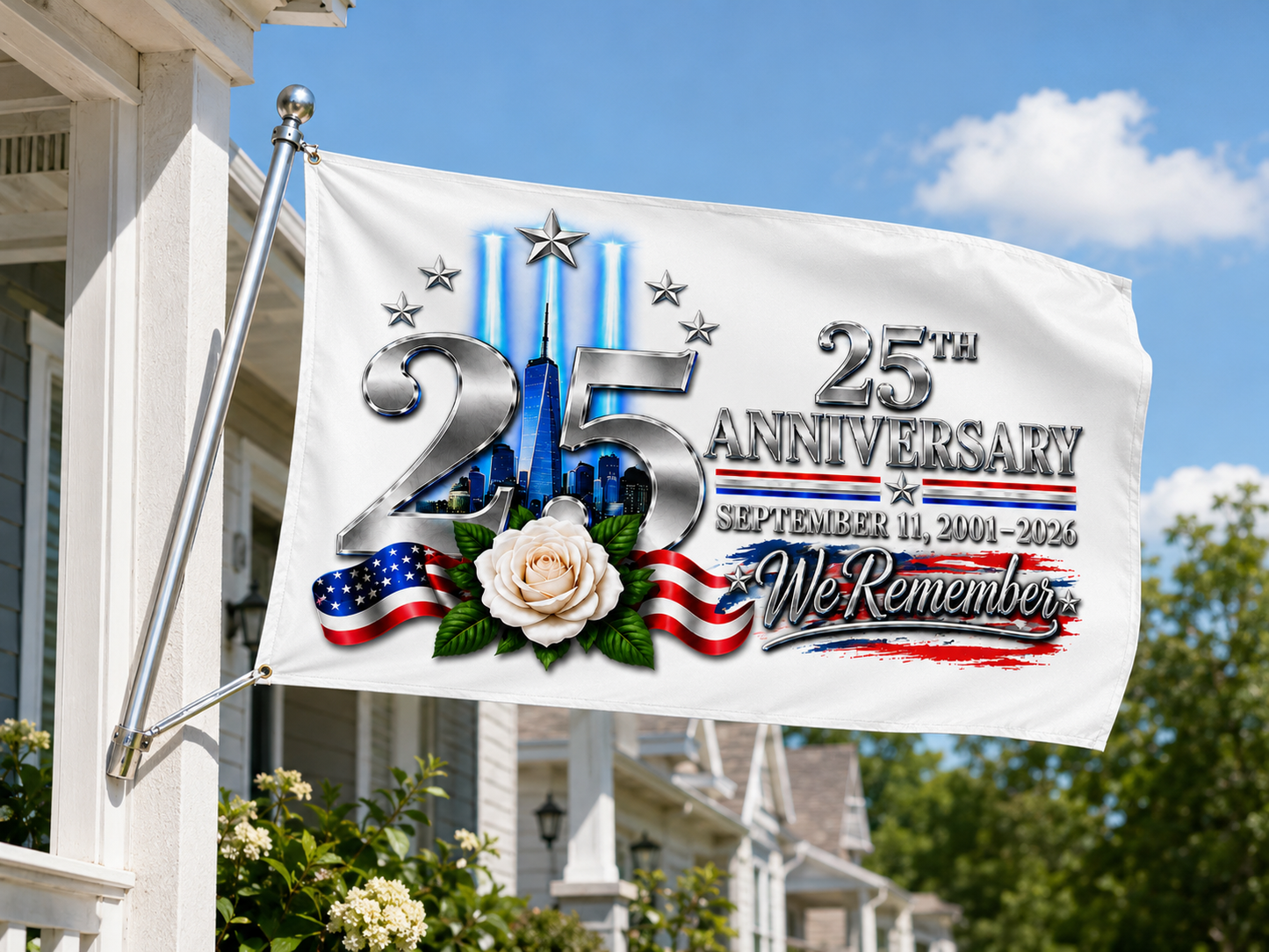 September 11 25th Anniversary Memorial Flag | We Remember 9/11 | Double-Sided Patriotic Flag 2001–2026