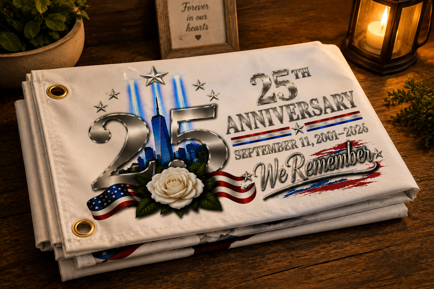 September 11 25th Anniversary Memorial Flag | We Remember 9/11 | Double-Sided Patriotic Flag 2001–2026