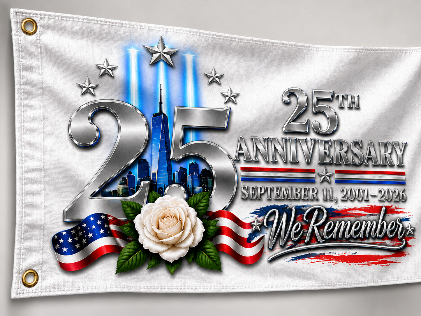 September 11 25th Anniversary Memorial Flag | We Remember 9/11 | Double-Sided Patriotic Flag 2001–2026