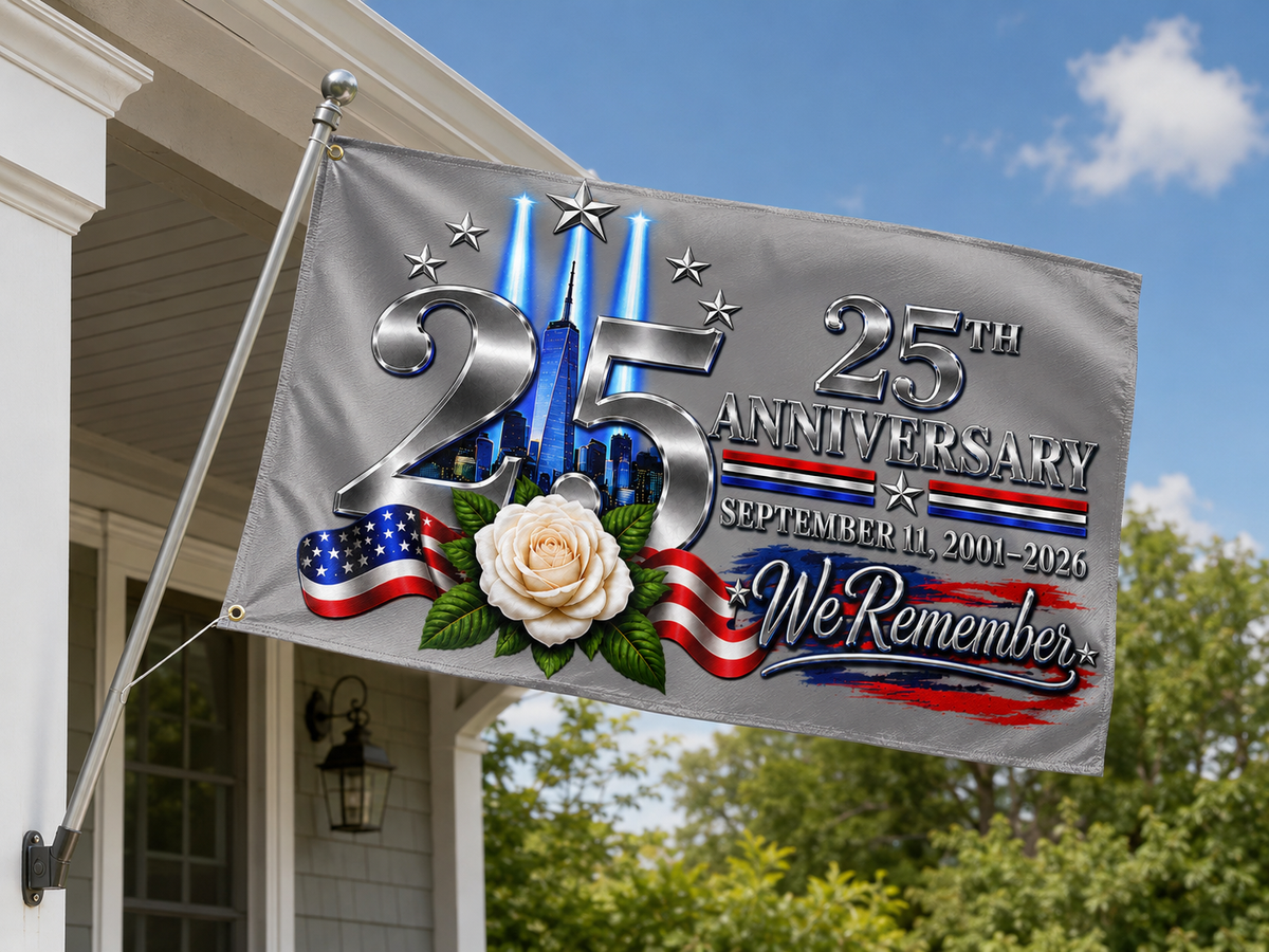 September 11 25th Anniversary Memorial Flag | We Remember 9/11 | Double-Sided Patriotic Flag 2001–2026