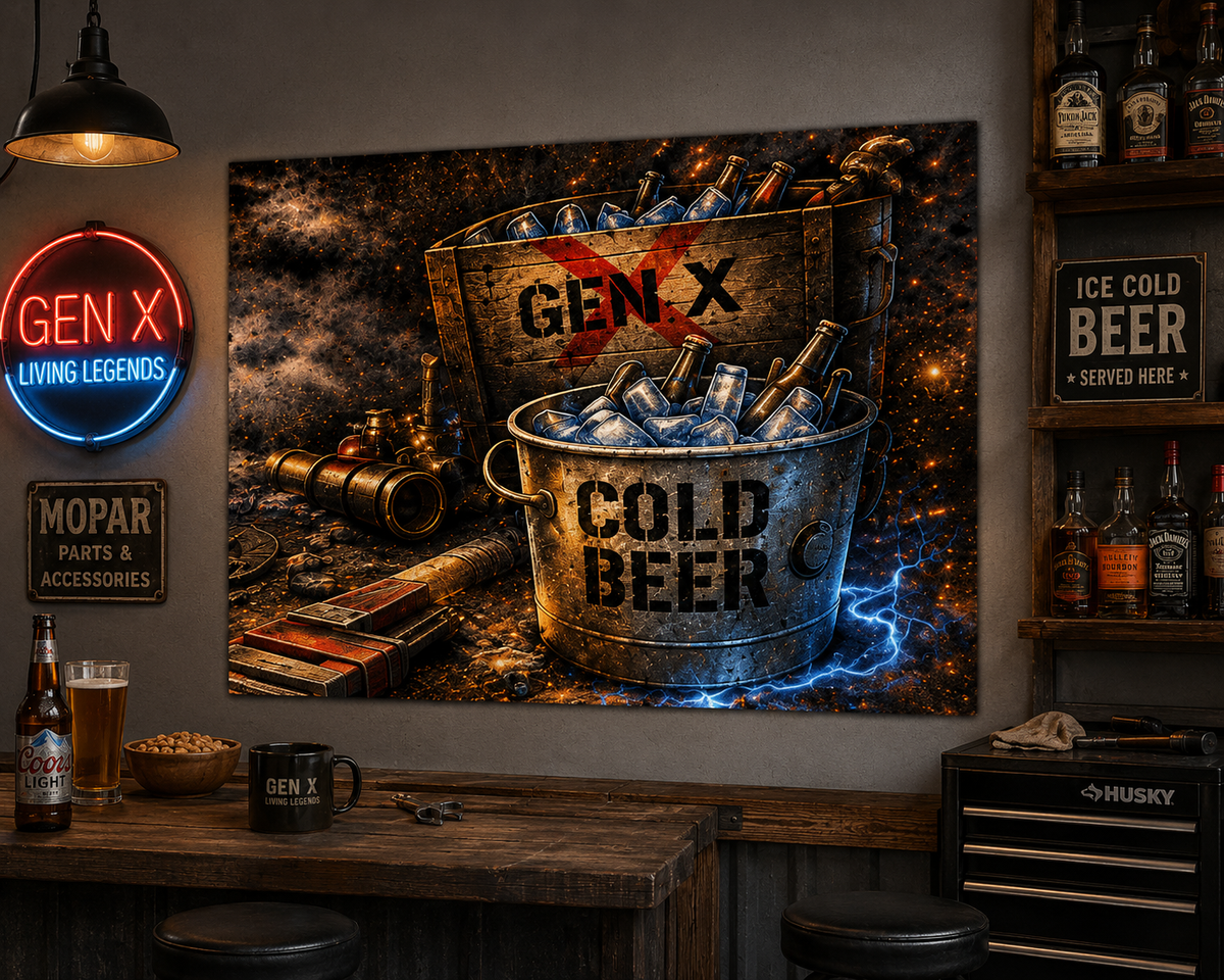 Gen X Cold Beer Flag | Double-Sided Man Cave Garage Bar Flag | Rustic Beer Decor | Gen X Gift
