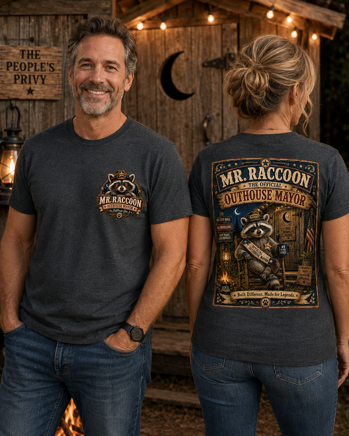 Mr. Raccoon Official OutHouse Mayor T-Shirt — Gen X Rustic Graphic Tee