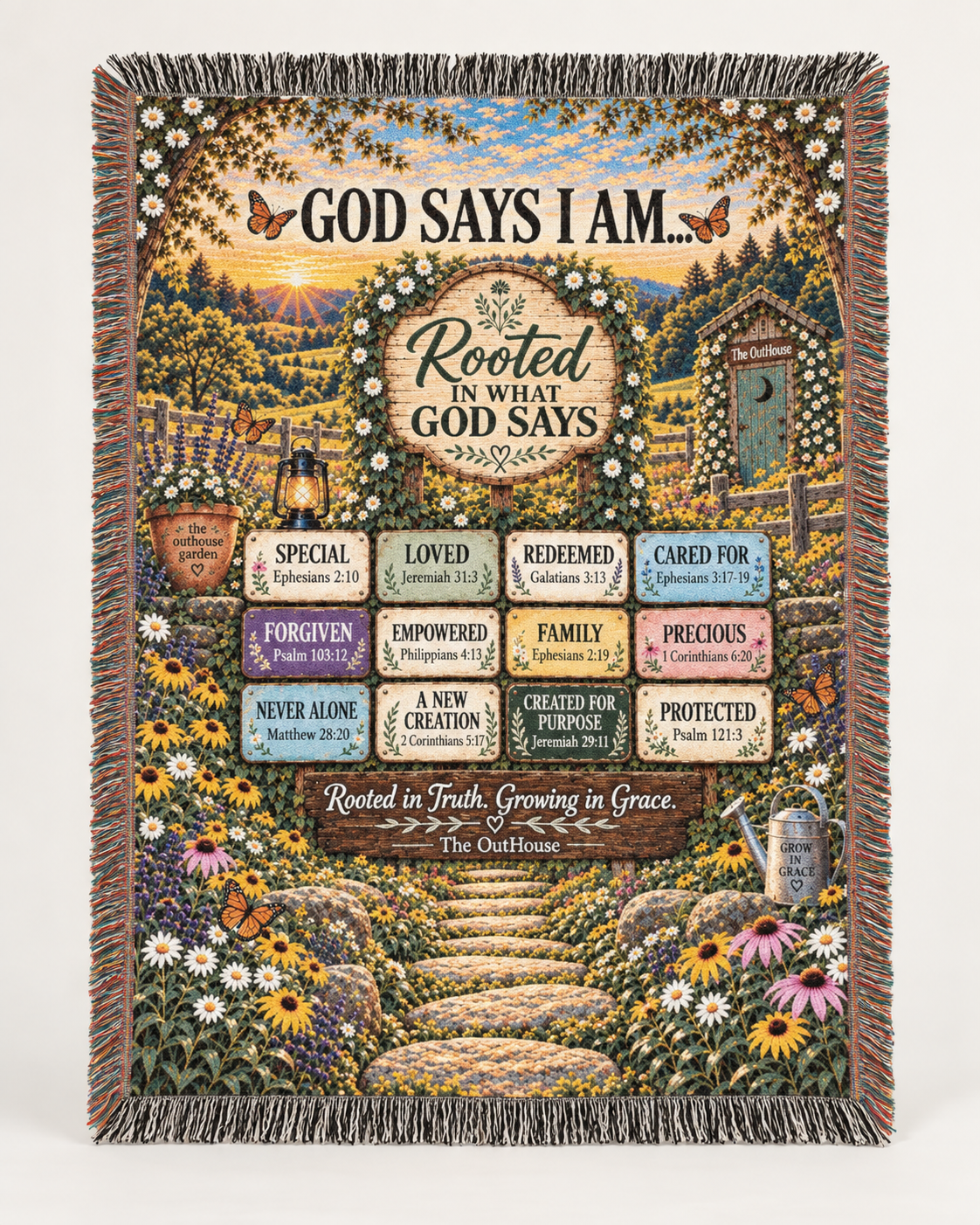 God Says I Am Woven Blanket – Christian Scripture Throw, Rooted in Truth Faith Gift
