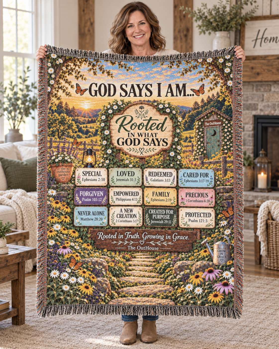 God Says I Am Woven Blanket – Christian Scripture Throw, Rooted in Truth Faith Gift