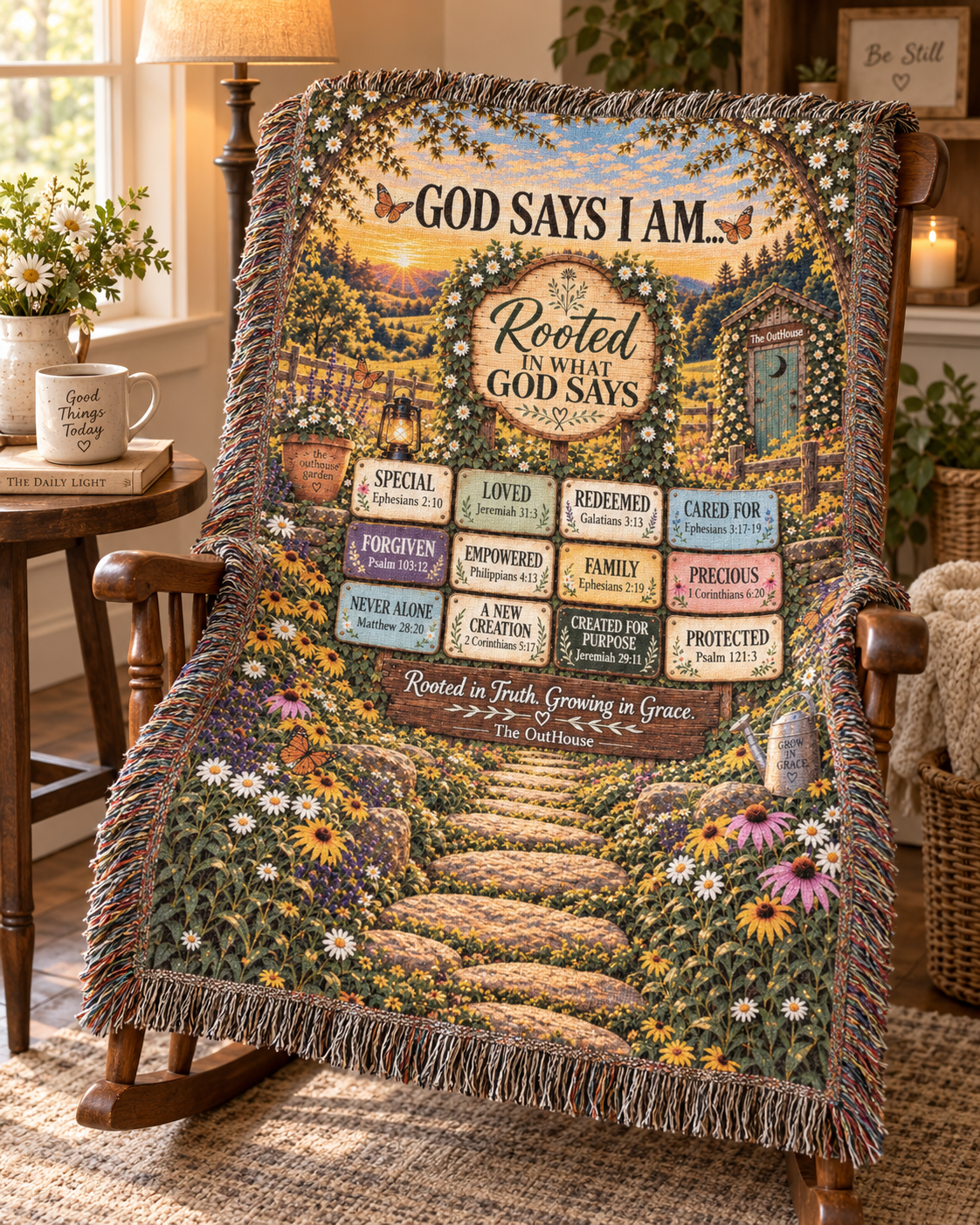 God Says I Am Woven Blanket – Christian Scripture Throw, Rooted in Truth Faith Gift