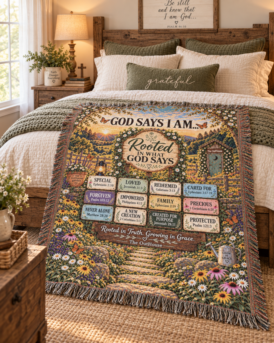 God Says I Am Woven Blanket – Christian Scripture Throw, Rooted in Truth Faith Gift