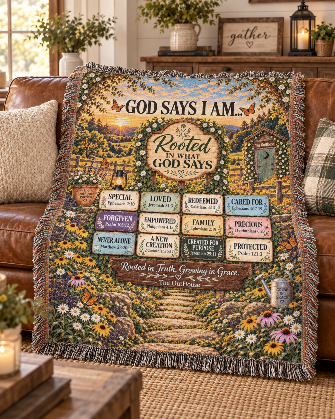 God Says I Am Woven Blanket – Christian Scripture Throw, Rooted in Truth Faith Gift