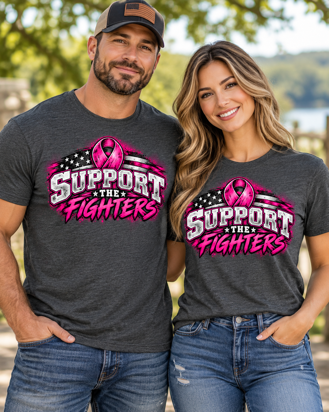 Support the Fighters Breast Cancer Awareness T-Shirt – Pink Ribbon Unisex Tee