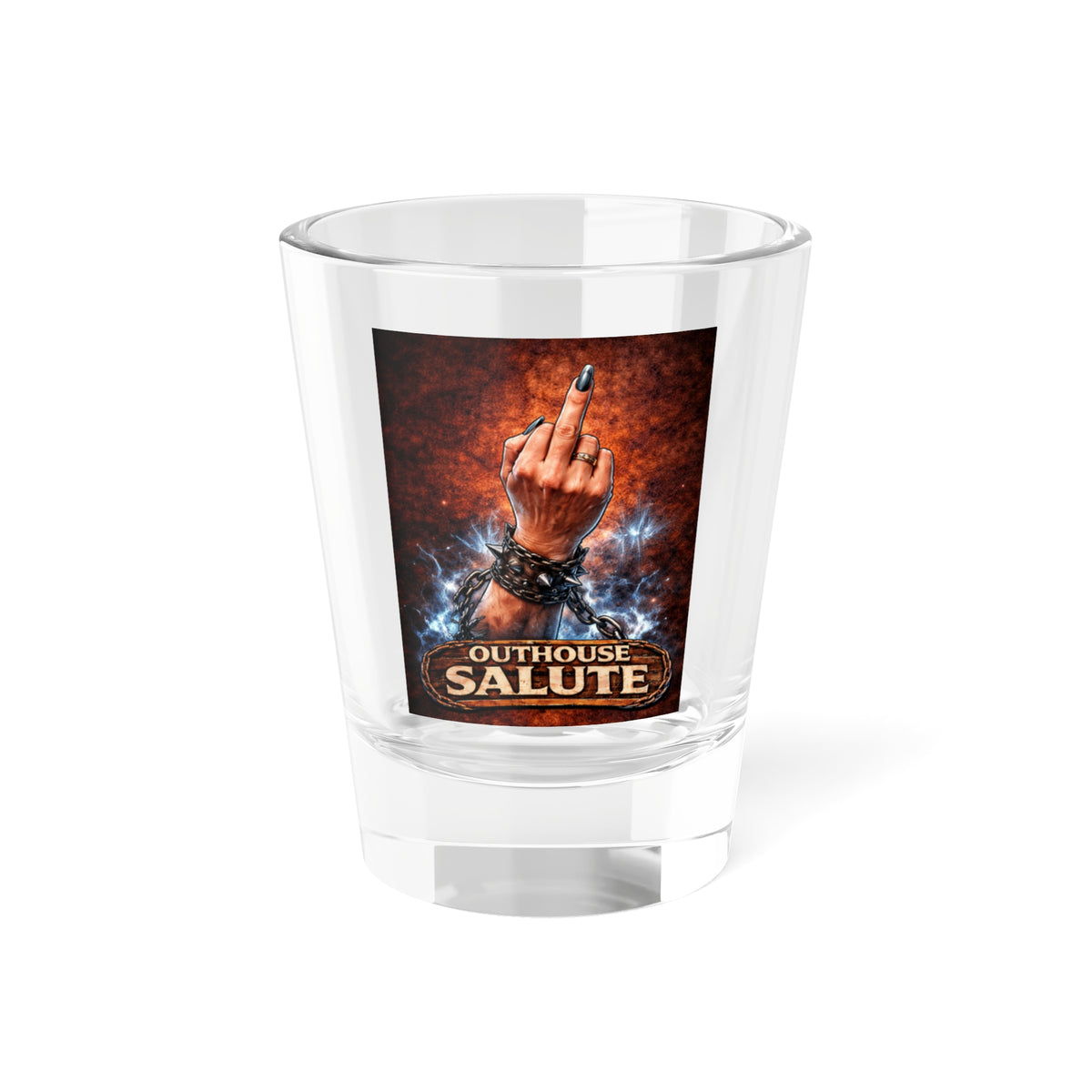 Shot Glass — "Outhouse Salute" Middle Finger Novelty Shooter