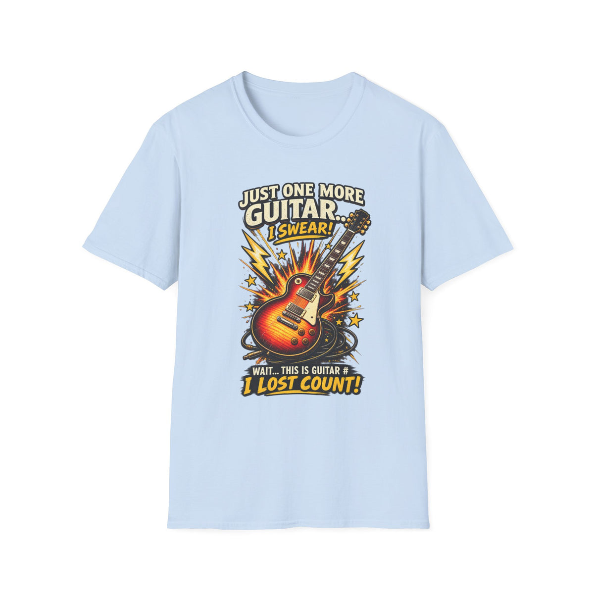 Guitar Lover T‑Shirt — "Just One More Guitar, I Lost Count" Retro Electric Guitar Tee