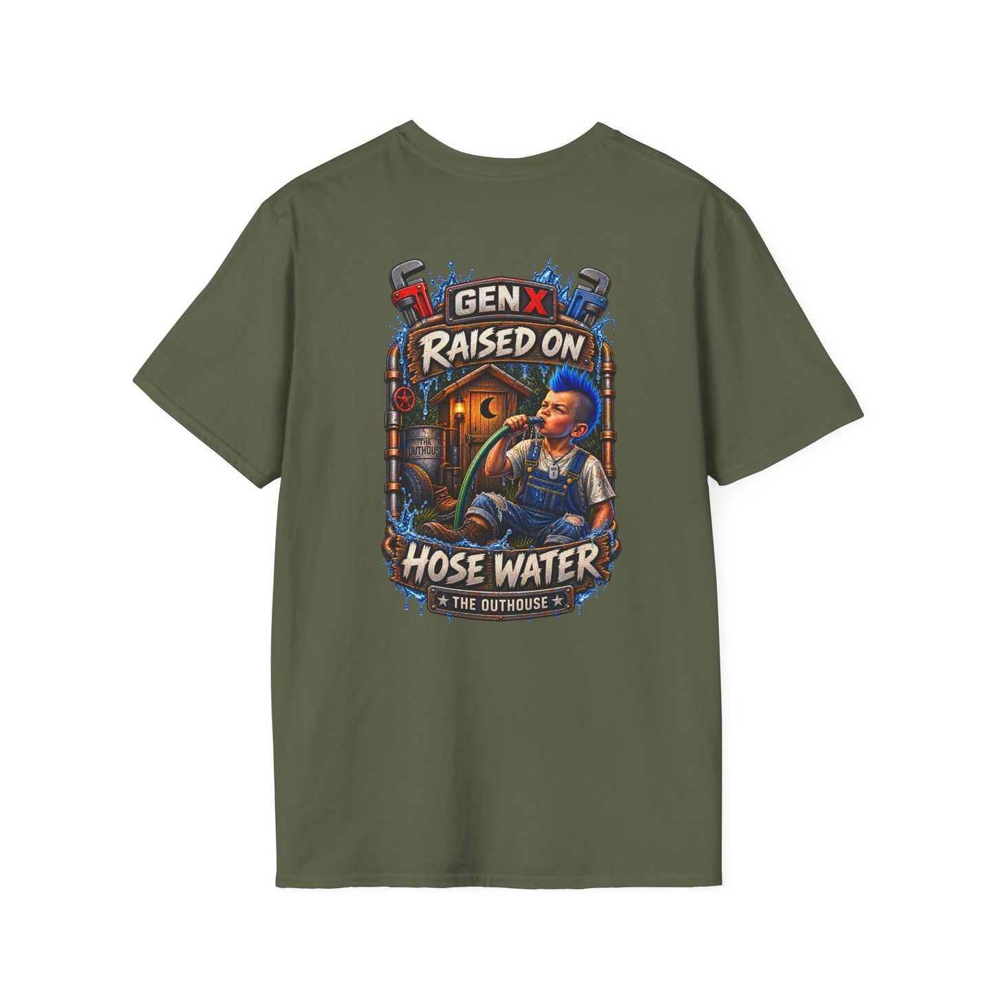 Gen X Hose Water T-Shirt — "Raised on Hose Water" Retro Firehouse Tee