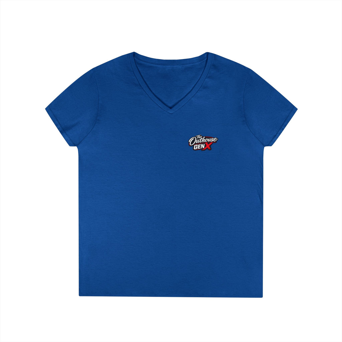 Gen X Raised Outside V‑Neck Tee — "Raised Outside" Retro Bike Graphic