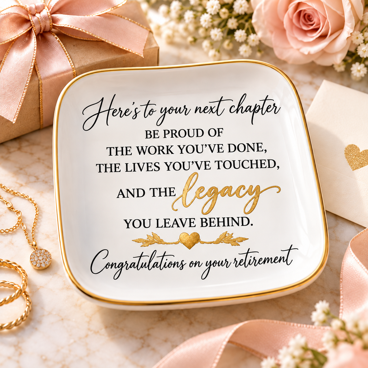 Retirement Jewelry Dish – Here’s to Your Next Chapter Keepsake Gift