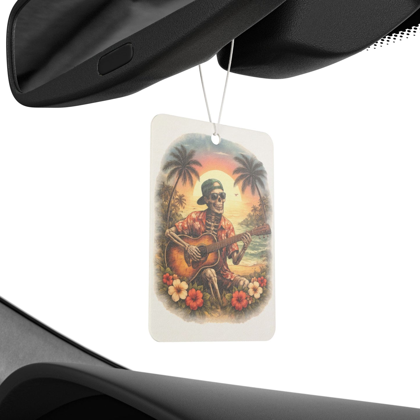 Car Air Freshener — Tropical Skeleton Guitar Beach Scented Air Freshener