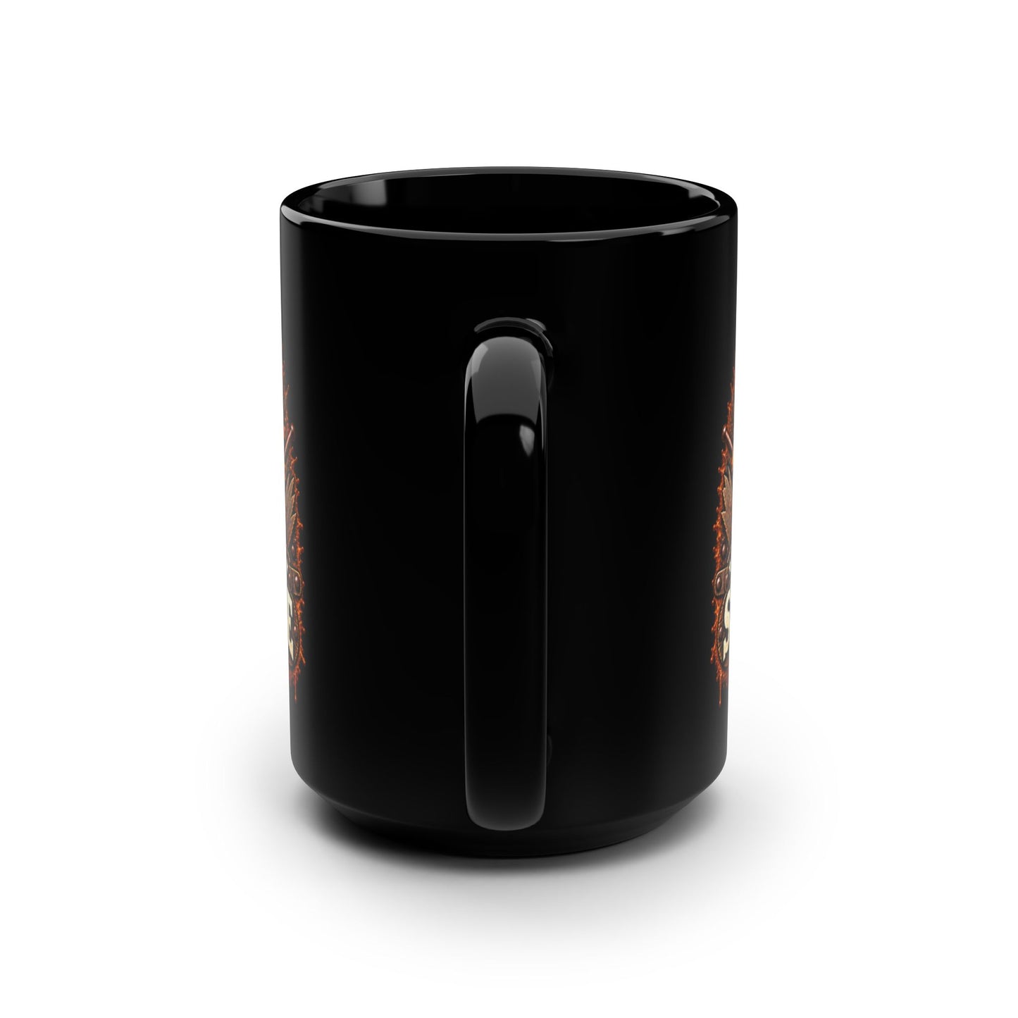 Outhouse Salute 15oz Black Mug — Funny Gen X Middle Finger Coffee Cup