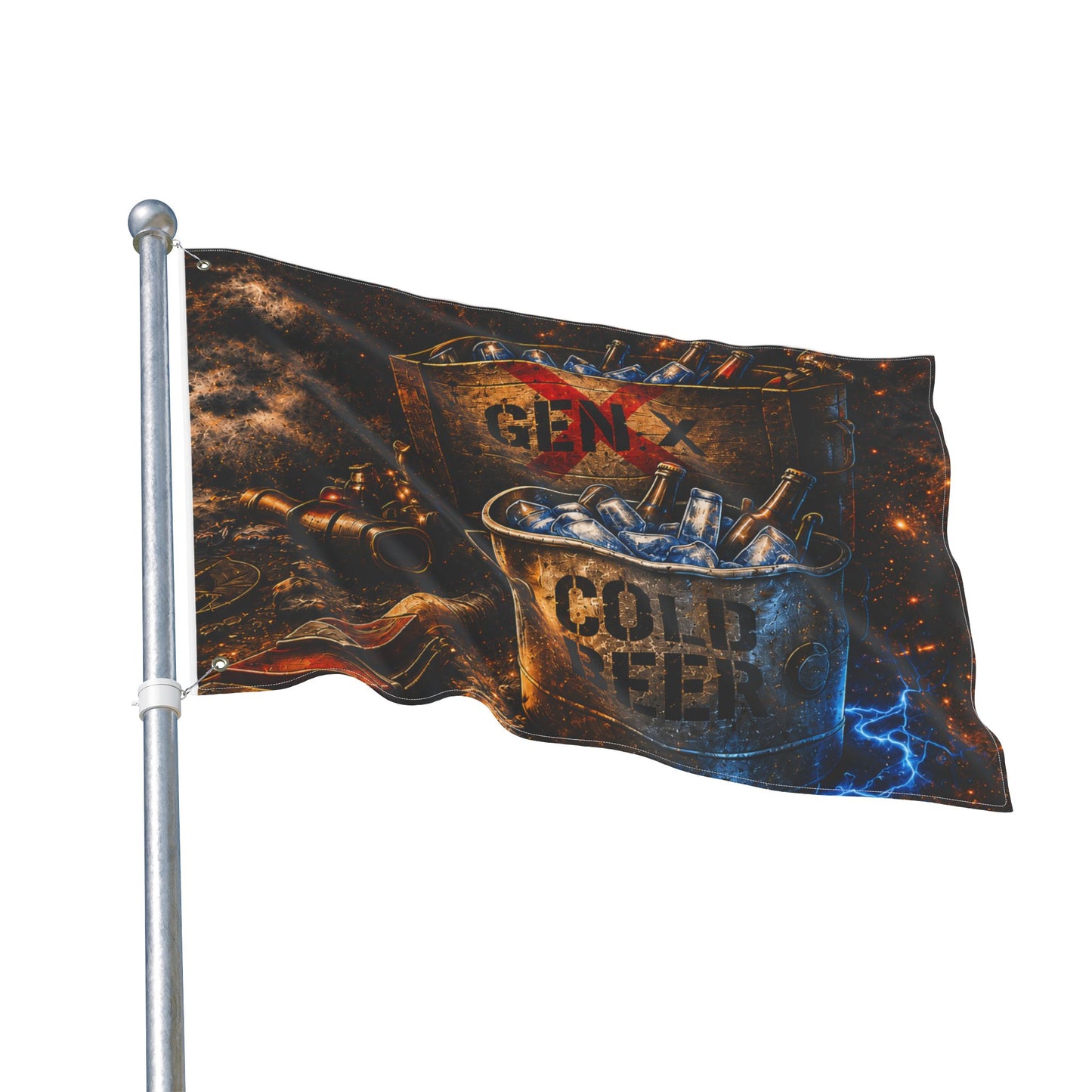 Gen X Cold Beer Flag | Double-Sided Man Cave Garage Bar Flag | Rustic Beer Decor | Gen X Gift