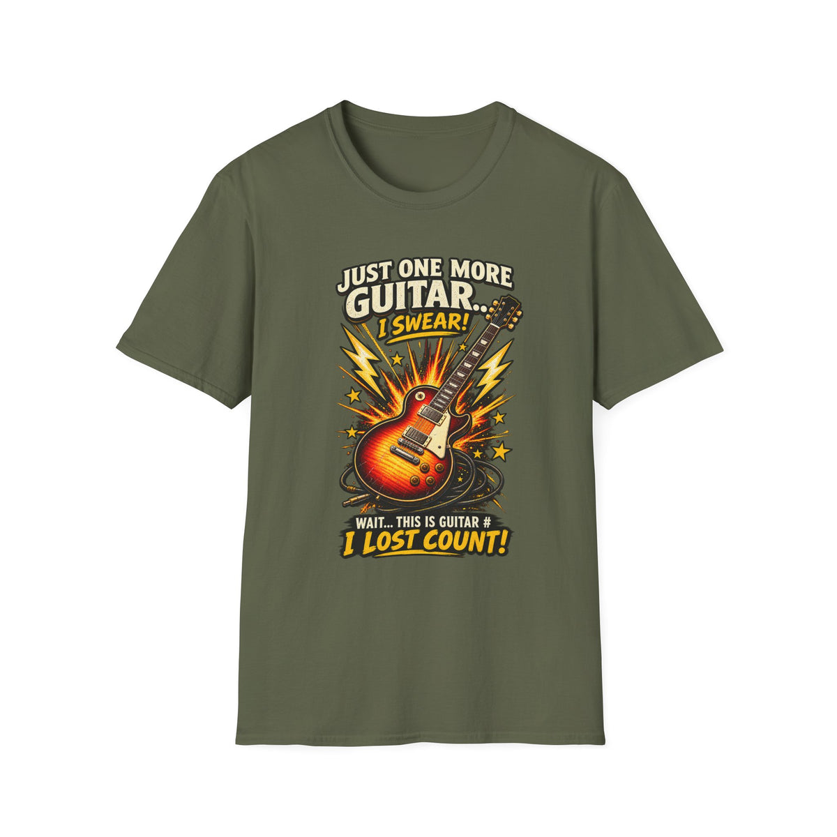 Guitar Lover T‑Shirt — "Just One More Guitar, I Lost Count" Retro Electric Guitar Tee