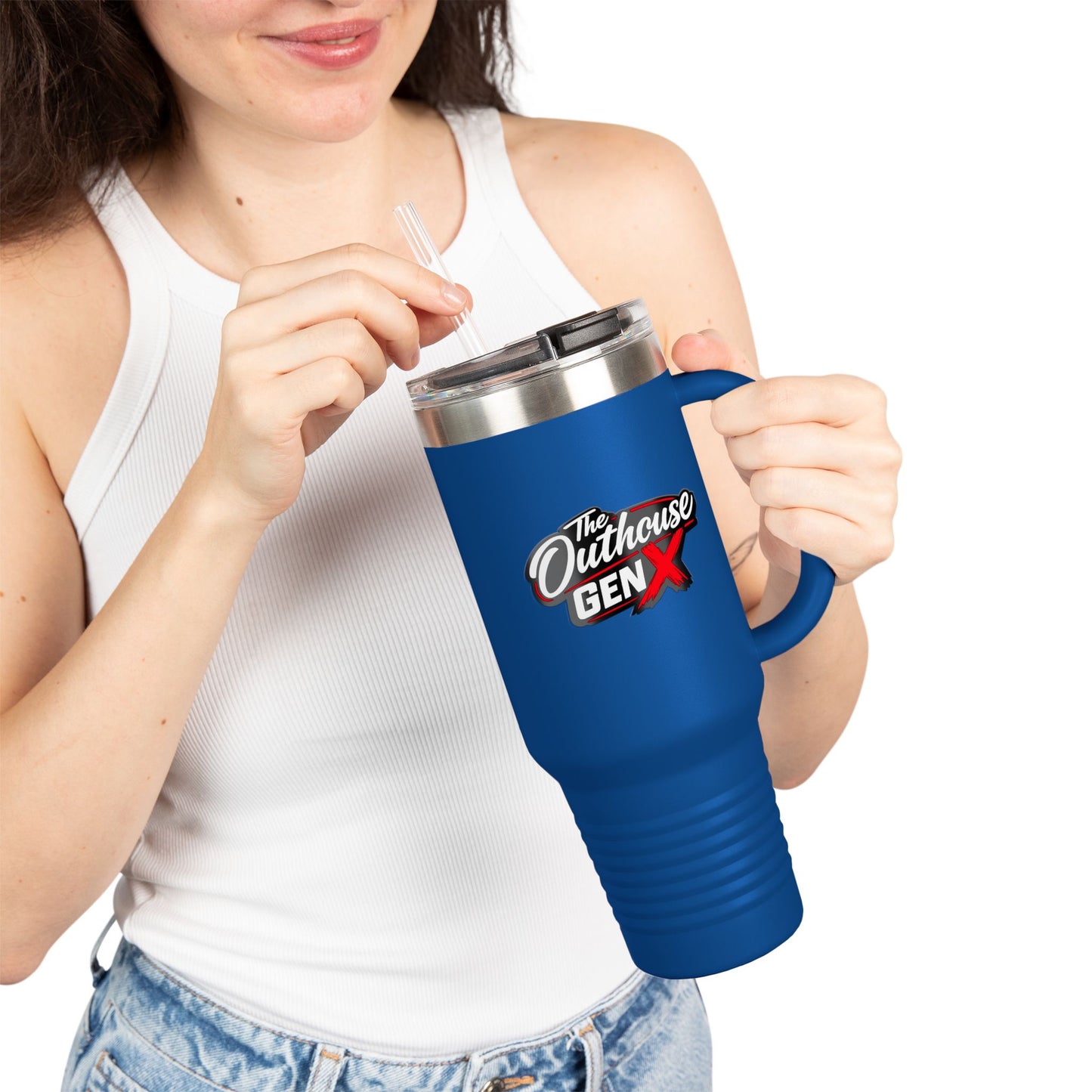 Outhouse Gen-X Insulated Tumbler — 40oz Travel Mug with Red X Logo