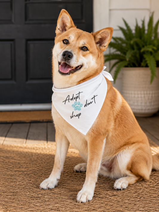 Adopt Don't Shop Pet Bandana – Paw Print Rescue Bandana for Dogs & Cats
