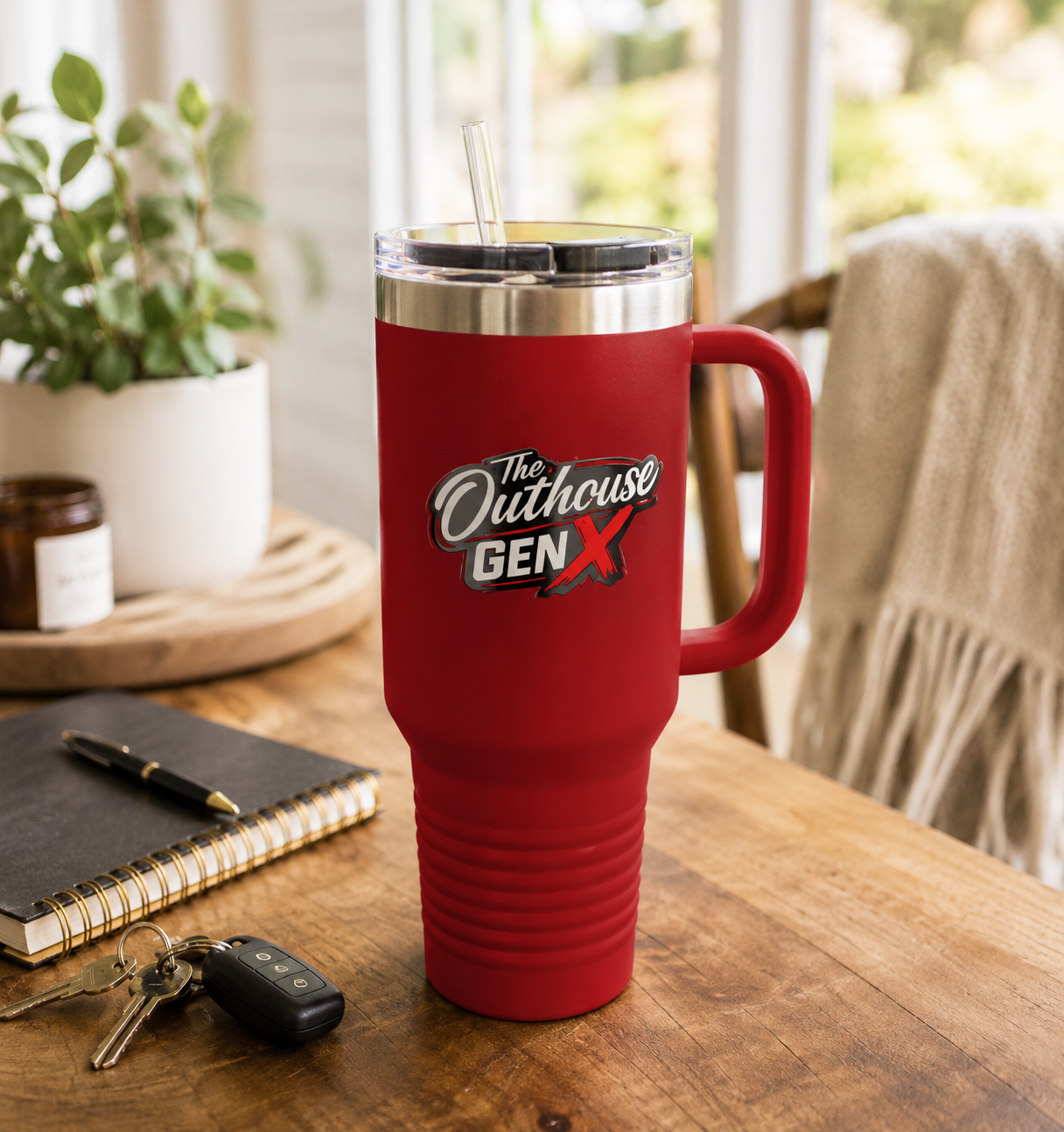 Outhouse Gen-X Insulated Tumbler — 40oz Travel Mug with Red X Logo
