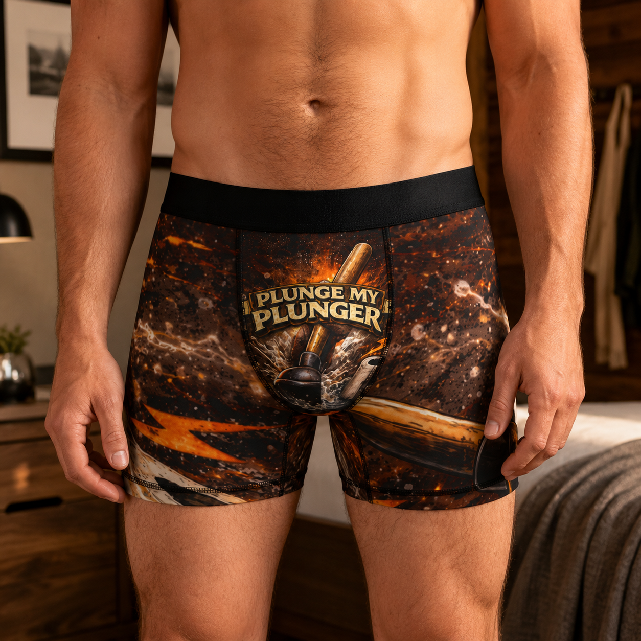 Plunge My Plunger Boxer Briefs – Funny Plumber Underwear with 'Exit Only' Design