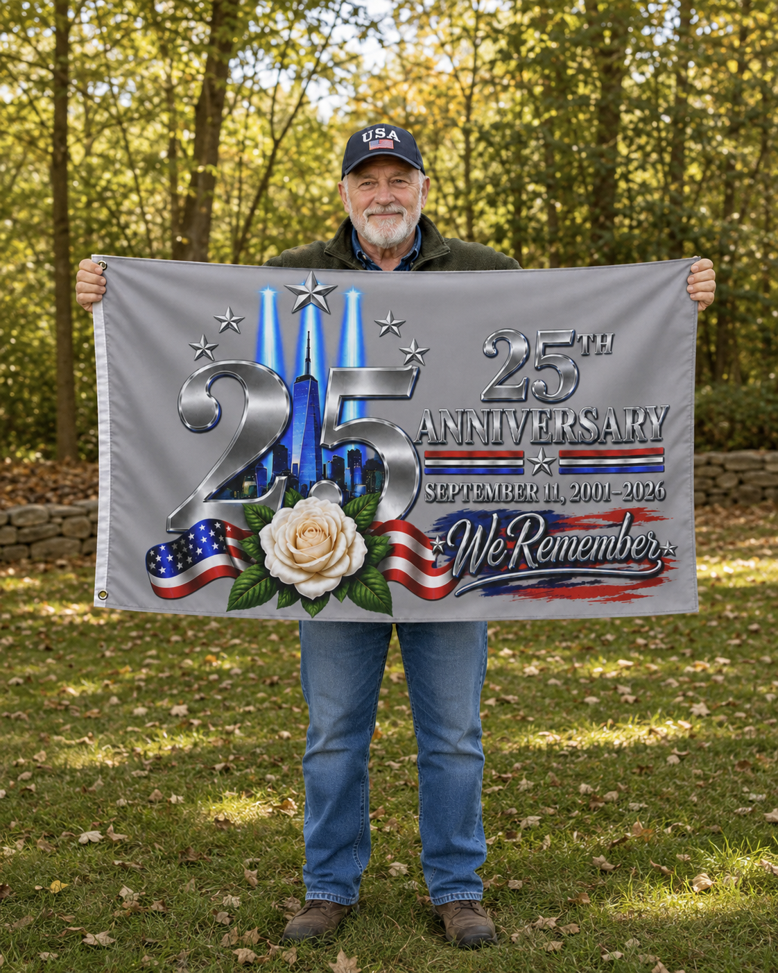 September 11 25th Anniversary Memorial Flag | We Remember 9/11 | Double-Sided Patriotic Flag 2001–2026