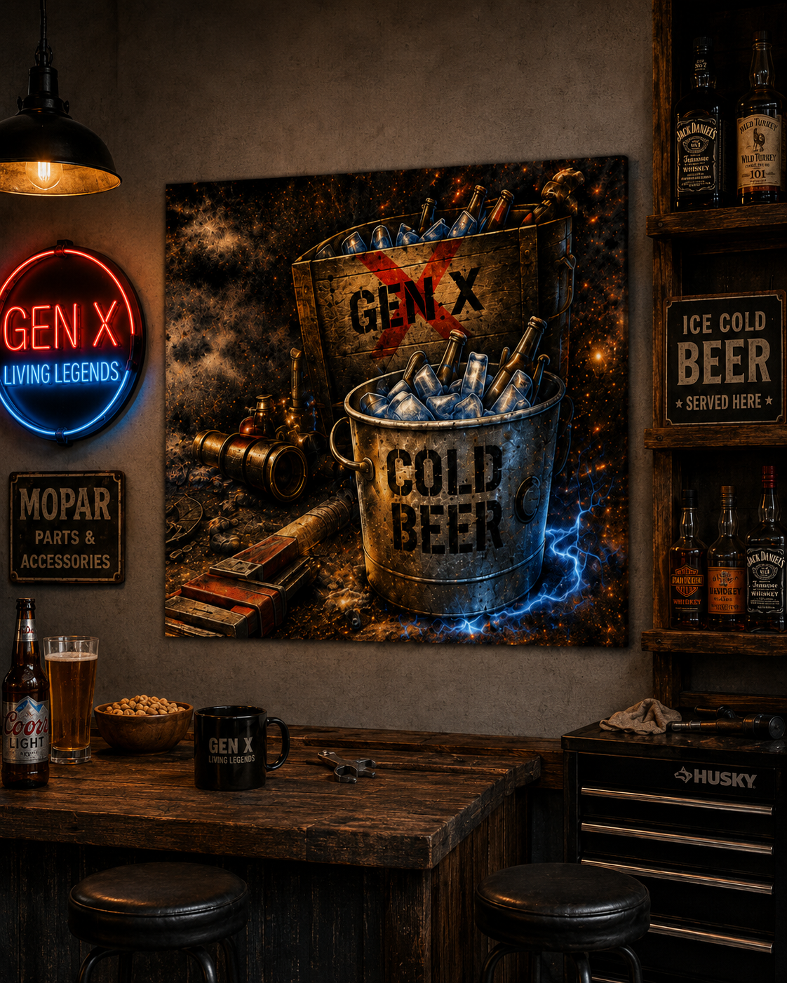 Gen X Cold Beer Flag | Double-Sided Man Cave Garage Bar Flag | Rustic Beer Decor | Gen X Gift