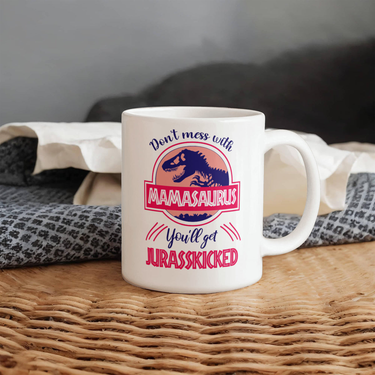 Mamasaurus Mug — Funny Dinosaur Mom Coffee Cup | 11oz & 15oz Ceramic Mug