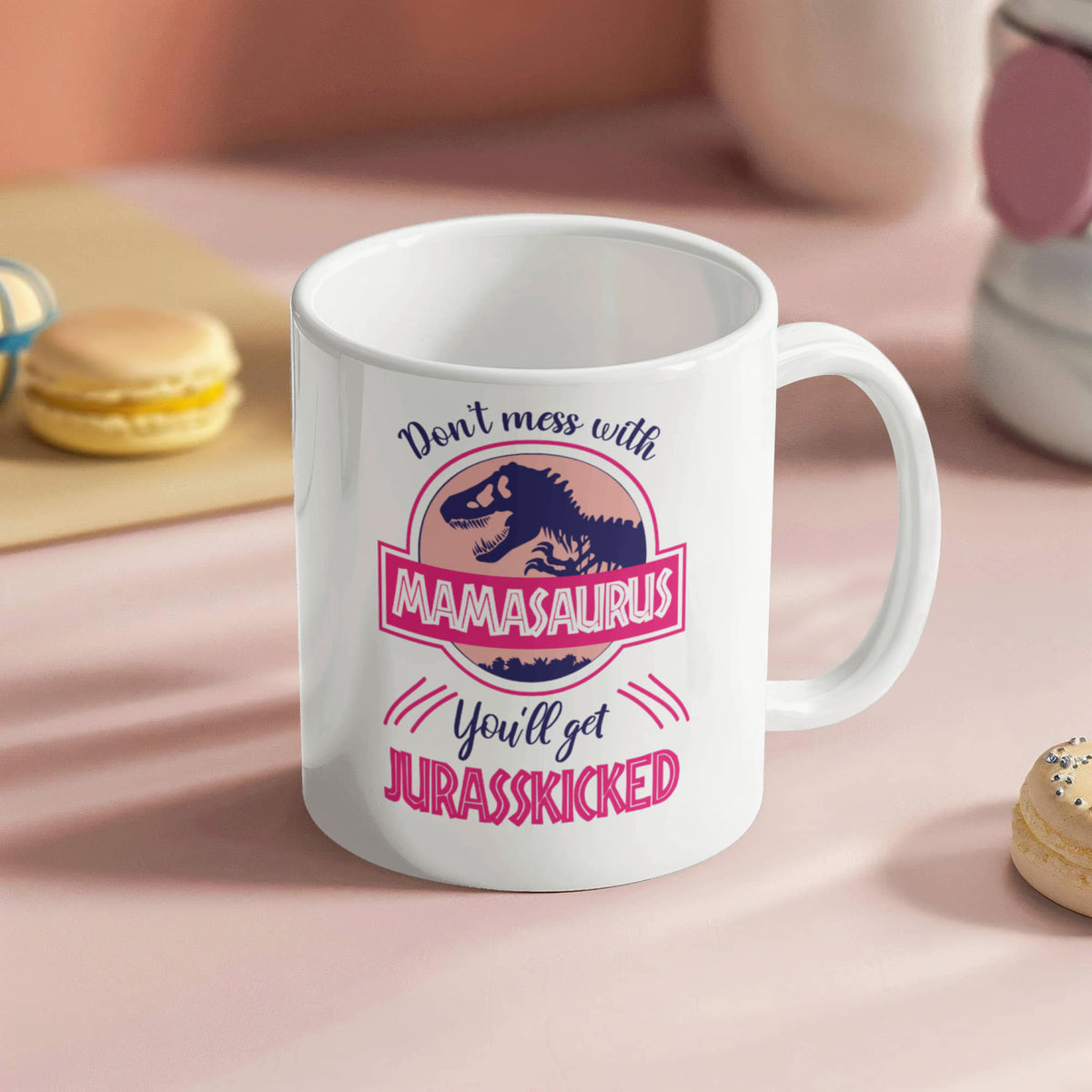 Mamasaurus Mug — Funny Dinosaur Mom Coffee Cup | 11oz & 15oz Ceramic Mug