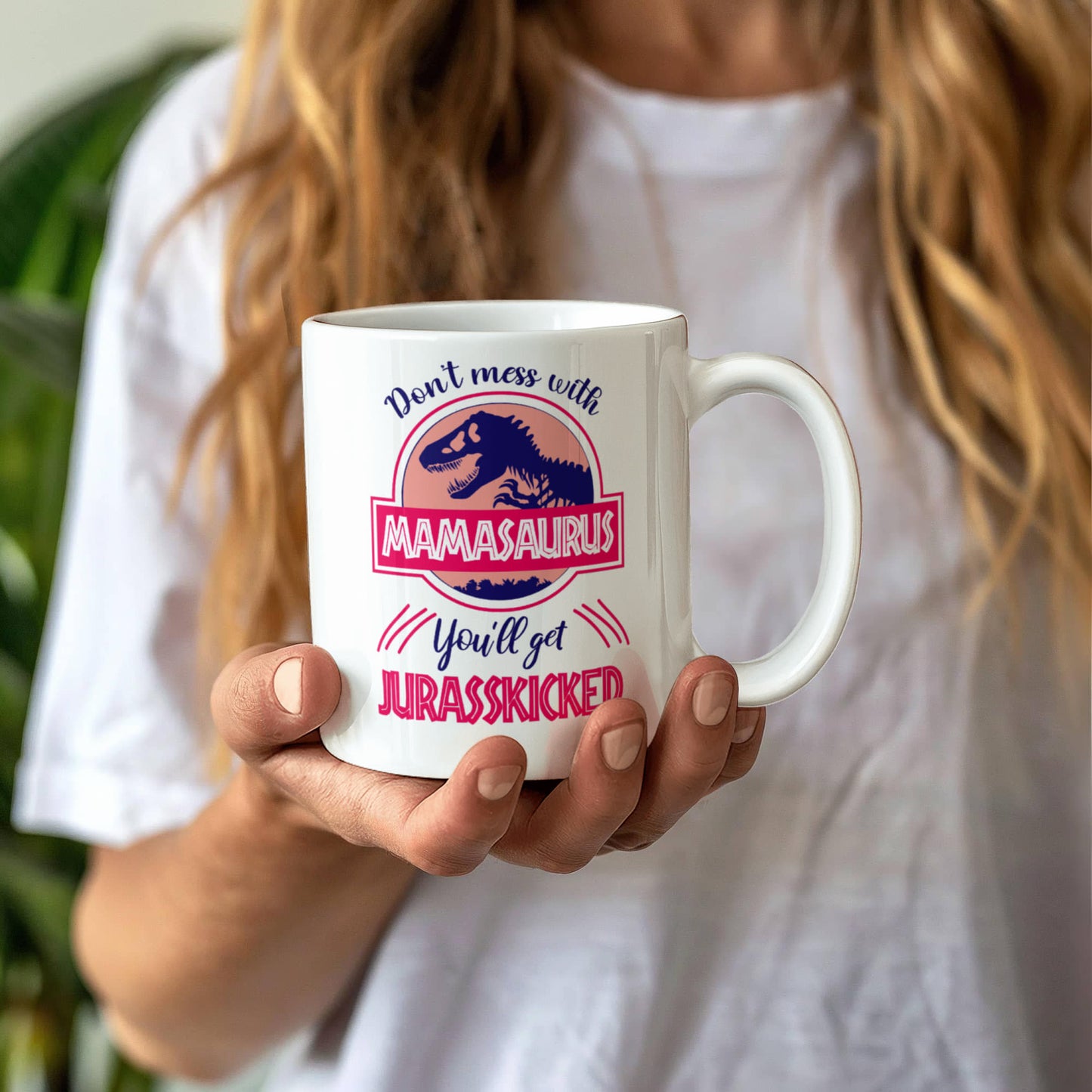 Mamasaurus Mug — Funny Dinosaur Mom Coffee Cup | 11oz & 15oz Ceramic Mug